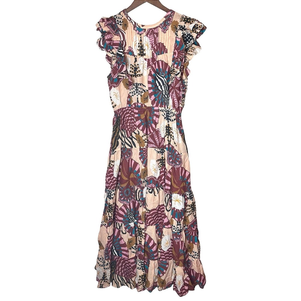 Scotch & Soda Dress Women Medium Maxi Floral Ruched Tier Flare Core Cruise - Picture 4 of 9